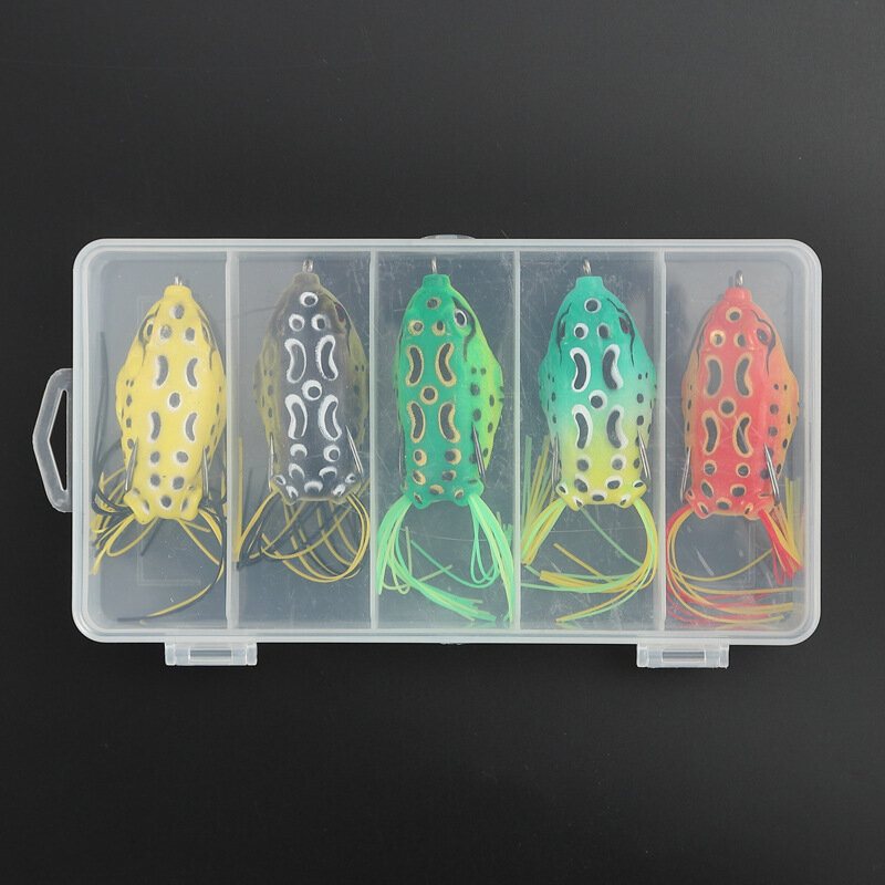 5 St Frog Lure Mjukt Tube Bete Plast Fiskedrag Med Fiskekrokar Topwater Ray Artificiellt Fiskeredskap