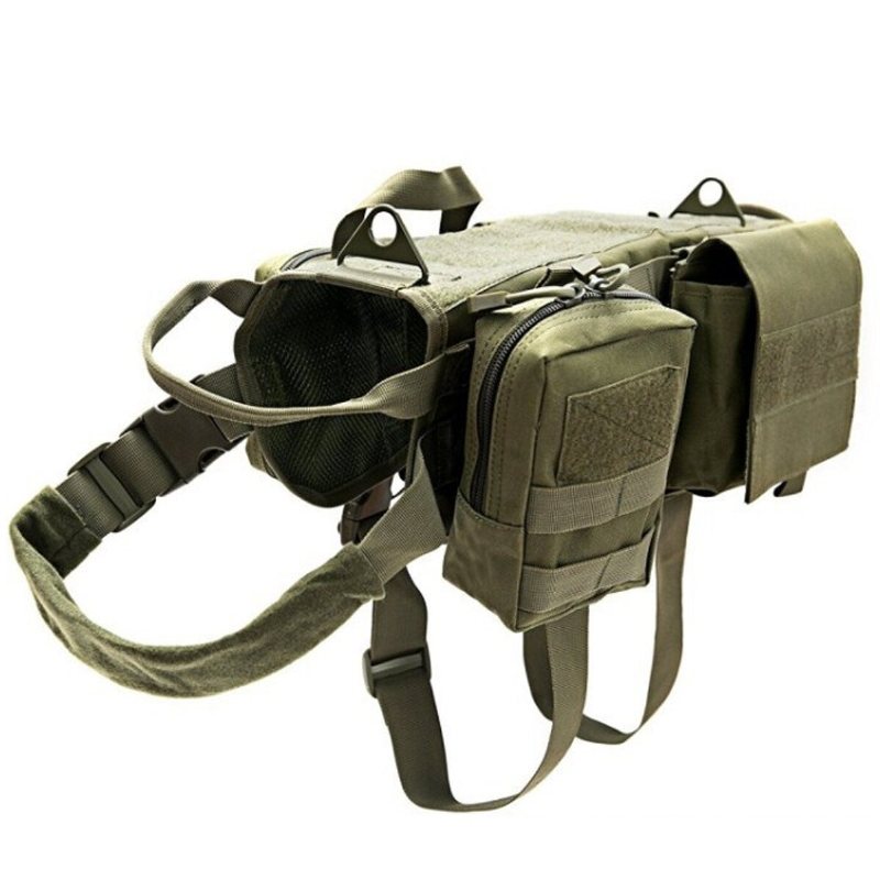 600d Nylon Taktiska Hundvästar Militära Hundkläder Med Förvaringsväska Träning Lastbärande Sele