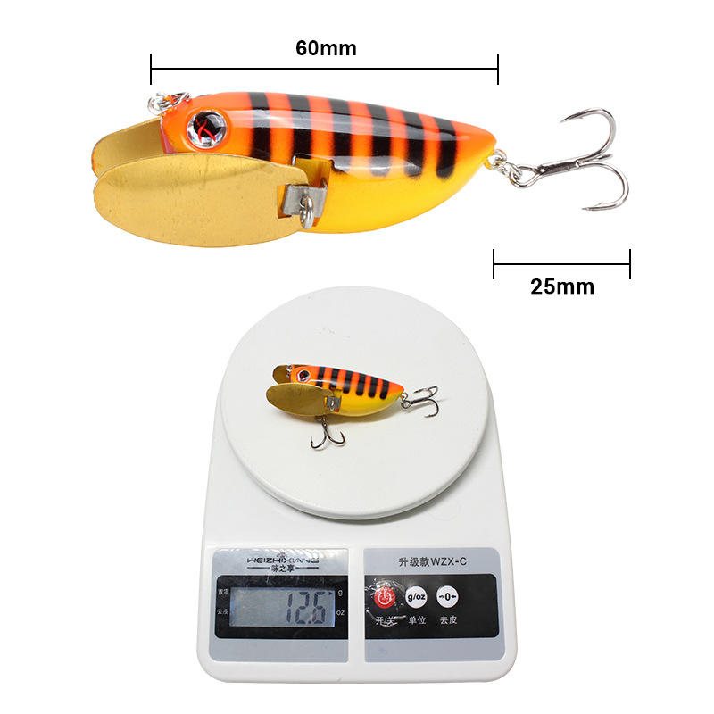 Amlucas 6cm/12.6g 8färger Abs Fiskedrag Diskantkrok Topwater Fiskebete