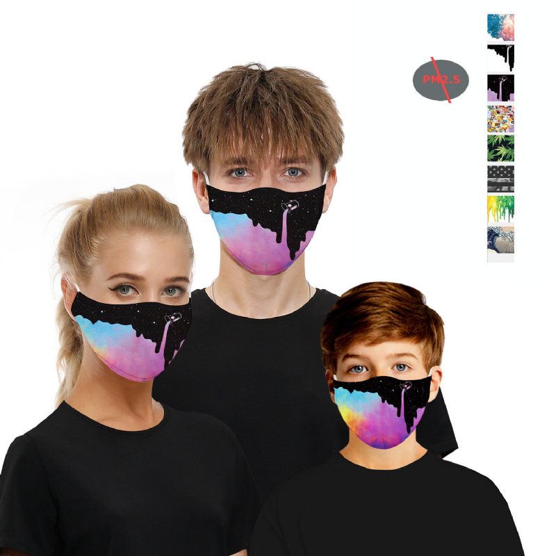Bläck/digital Serie-double Chip Anti Pm2.5 Dammtät Ansiktsmask Andas Skyddsmask Vindtät För Utomhussporter Cykling Klättring