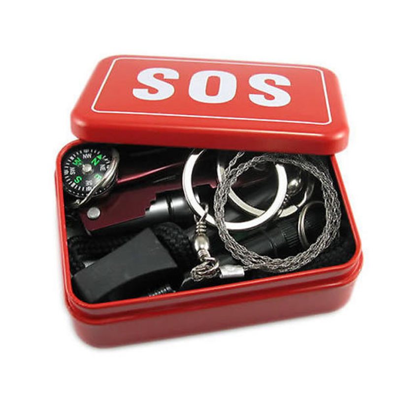 Sos Emergency Equipment Tool Kit Första Hjälpen Box Fisketillbehör Utomhus Överlevnadsutrustning