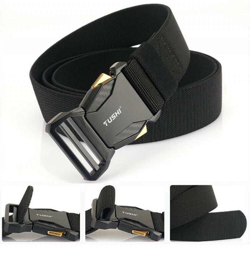 Tushi 2023 Herrbälte 125cm*3.8cm Polyester Midjeband Ny Design Metall Quick Release Spänne Taktisk Gördel