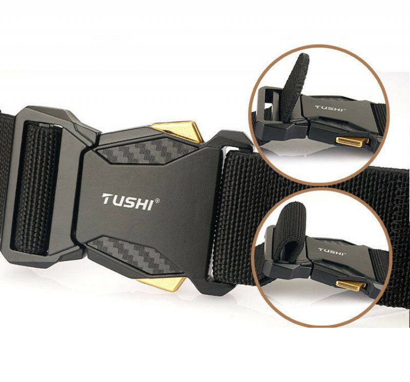 Tushi 2023 Herrbälte 125cm*3.8cm Polyester Midjeband Ny Design Metall Quick Release Spänne Taktisk Gördel