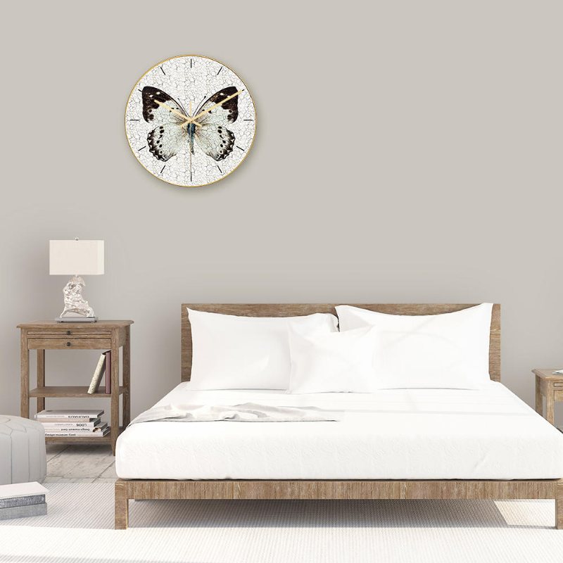 Cc012 Creative Butterfly Pattern Väggklocka Mute Wall Clock Quartz För Hemkontorsdekorationer