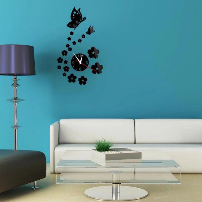 Honana Dx-x7 Creative Butterfly 3d Akrylspegel Väggdekal Quartz Klockor Klocka Stor Heminredning