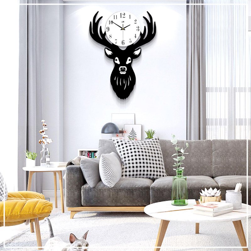 Rådjurshuvud Väggklocka Densitet Träfiberskiva Hem Vardagsrum Nordic Minimalist