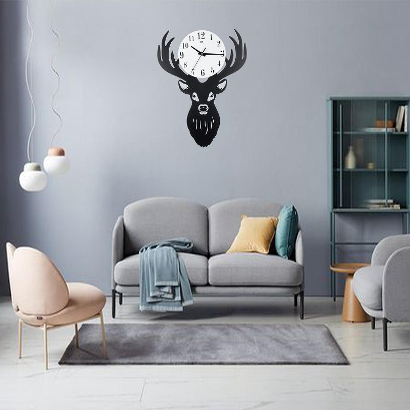 Rådjurshuvud Väggklocka Densitet Träfiberskiva Hem Vardagsrum Nordic Minimalist