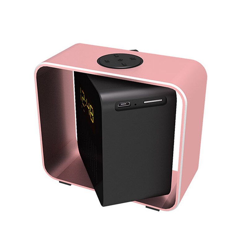 Usb Laddnings-led Bt/tf/fm Bluetooth-högtalare 360 Rotation Radio Alarm Clock