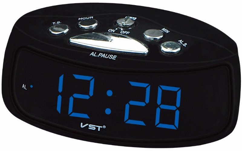 Vst St-9 Eu-kontakt Ac Power Desktop Led Digital Väckarklocka Med Blå Röd Grön Bakgrundsbelysning