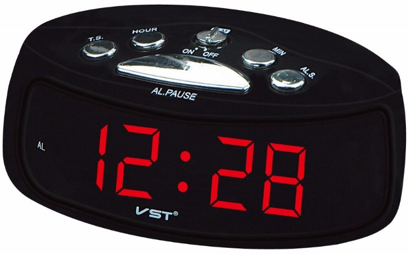 Vst St-9 Eu-kontakt Ac Power Desktop Led Digital Väckarklocka Med Blå Röd Grön Bakgrundsbelysning