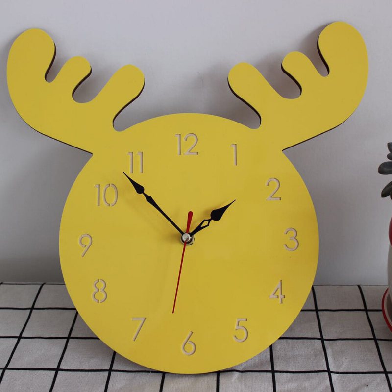 Wapiti Head Creative Väggklocka Vardagsrum Hem Tecknad Barnklocka