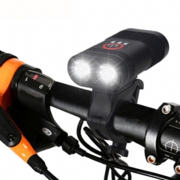 3000lm Dubbel Led Uppladdningsbar Cykel Head Light Type-c Lampa + Roterande Fäste Pannlampa