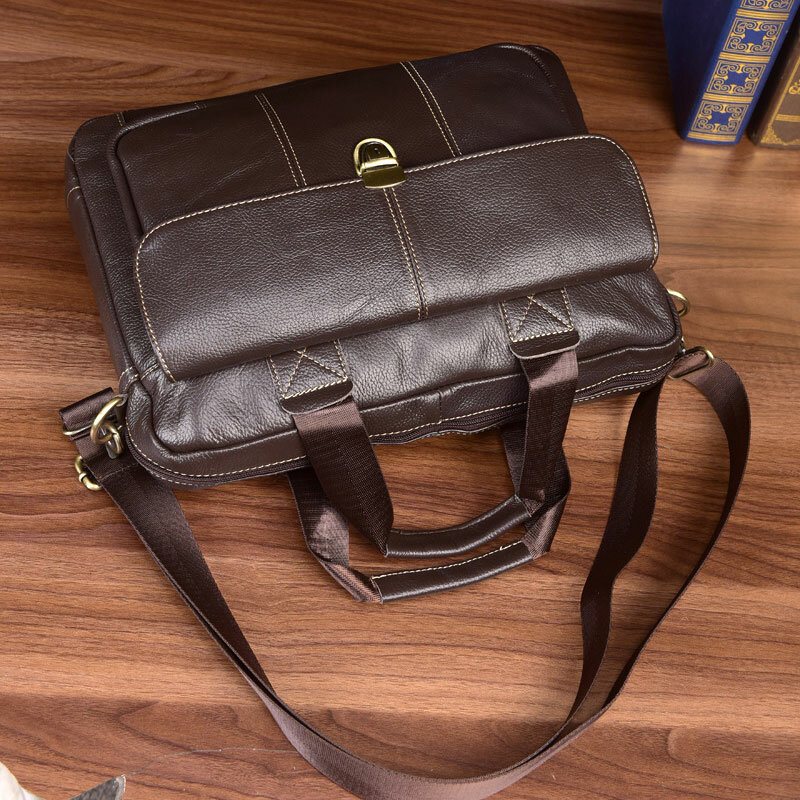 Axelväska I Rent Läder I Toppskikt För Män Casual Business Messenger Bagageväska