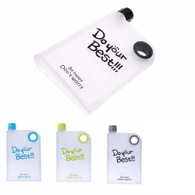 Bikight 380ml Papper Fyrkantig Platt Vattenflaska Rörelse Vattenkokare Plast