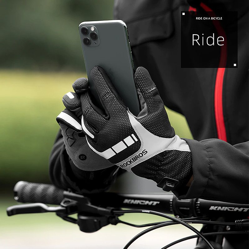 Cykelhandskar Full Finger Winter Touch Screen Cykling Usb Uppvärmda Handskar