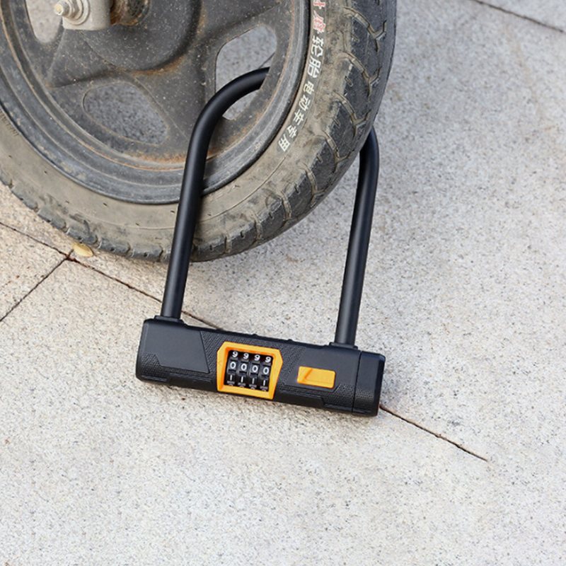 Jakroo U-lock 4-siffrigt Säkert Lösenord Cykellås Stöldskyddsstål Multifunktionslås För Cykel Skoter Motorcykel