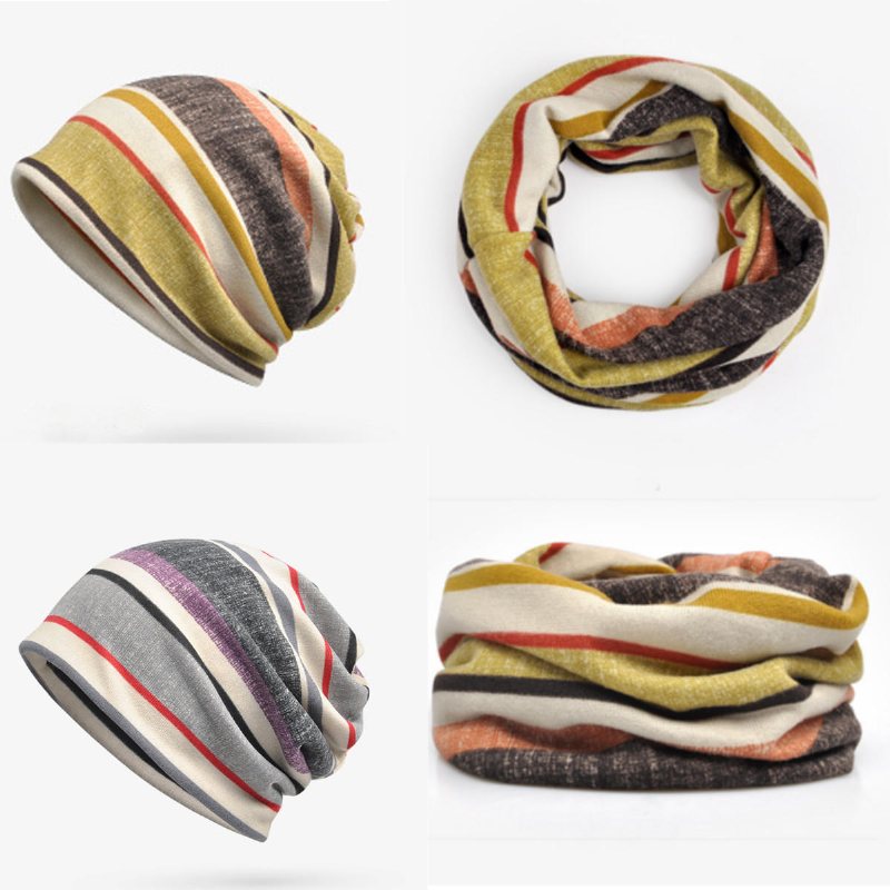 Unisex Höst Vinter Varm Polyester Randig Mössa Multifunktionell Utomhus Cykling Turban Hatt Halsduk
