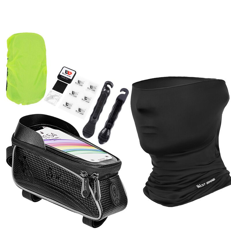 West Biking Cykelramväska Set Vattentät Cykelväska Med Pekskärm Däck Pry Bar Cykeldäcklappssats Vinter/sommar Face Scarf Mtb Road Bike Tillbehör