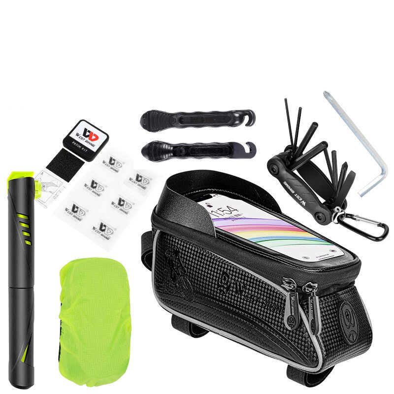 West Biking Cykelramväska Set Vattentät Cykelväska Med Pekskärm Däck Pry Bar Cykeldäcklappssats Vinter/sommar Face Scarf Mtb Road Bike Tillbehör