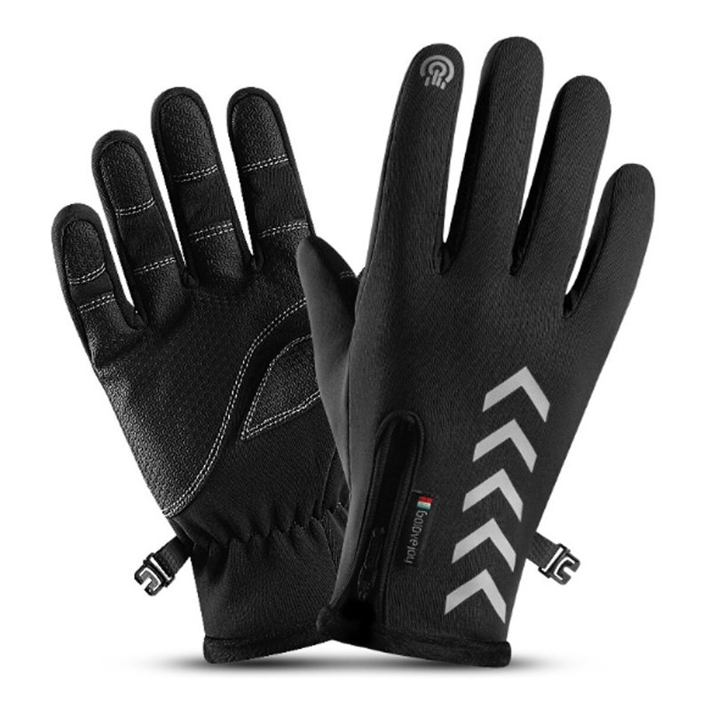 Winter Warm Touch Screen Full Finger Handskar Reflexremsa Vindtät Anti-halk Cykling Thermal Bike Handske