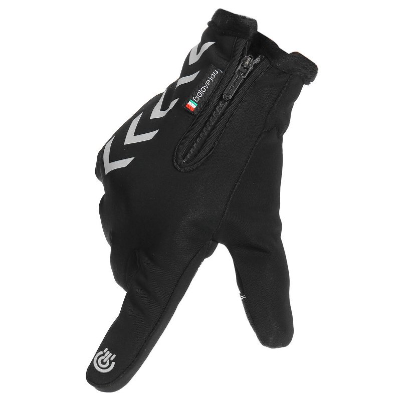 Winter Warm Touch Screen Full Finger Handskar Reflexremsa Vindtät Anti-halk Cykling Thermal Bike Handske