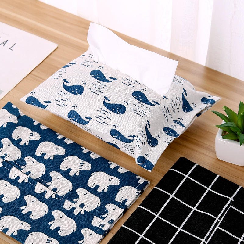 Bomull Och Linne Pappershandduk Set Tyg Tissue Box Bag