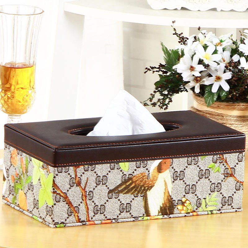 Läder Desktop Car Tissue Box Förvaring Smycken Box Reorganize Box Office Pen Container