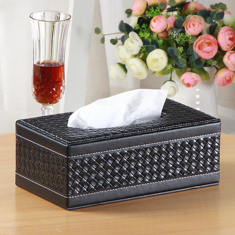 Läder Desktop Car Tissue Box Förvaring Smycken Box Reorganize Box Office Pen Container