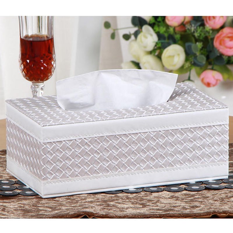 Läder Desktop Car Tissue Box Förvaring Smycken Box Reorganize Box Office Pen Container
