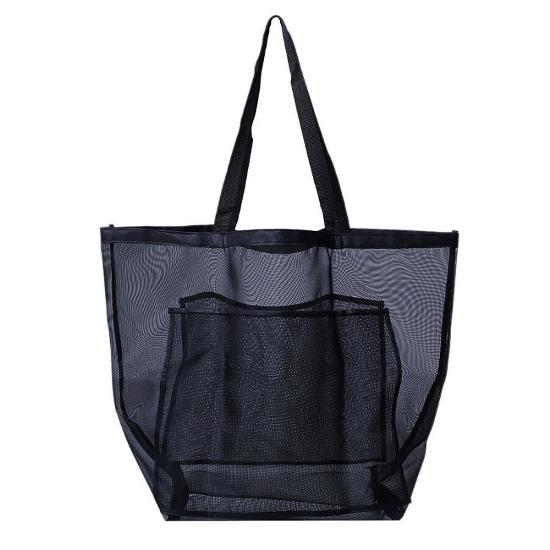 Mesh Beach Bag Toy Toy Bag Market Livsmedels- Och Picknickväska Med Extra Stora Fickor