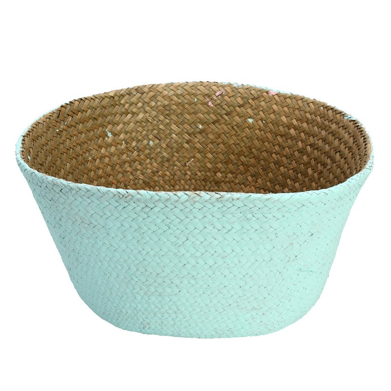 Seagrass Belly Storage Baskets Shopping Bag Box Organizer Plant Kruka Halvgrön