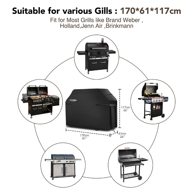 Tvird 170x61x122cm Bbq Grillöverdrag Grill Damm/vattentät Utomhusgasrökare