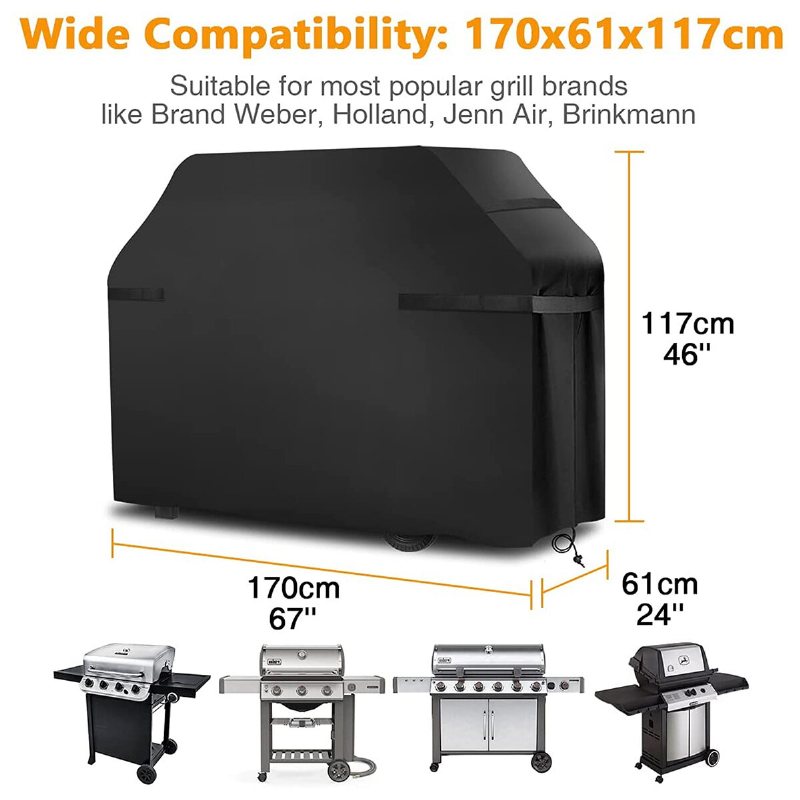 Tvird 170x61x122cm Bbq Grillöverdrag Grill Damm/vattentät Utomhusgasrökare