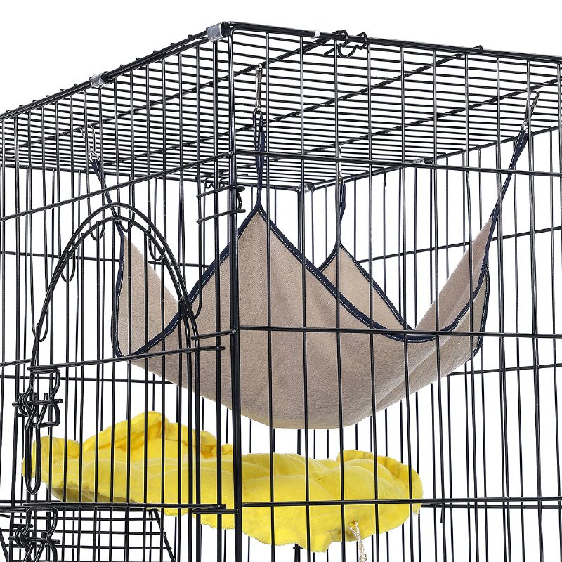 3-vånings Kattbur Katt Lekhaga Kennellåda Chinchilla Råttlåda Burhölje Med Stegar Plattformar Sängar Spärrar Bricka Hängmatta