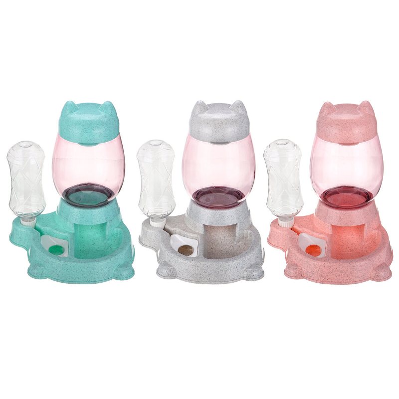800ml+300ml Automatisk Sällskapsdjur Hund Katt Valp Dispenser 2 I 1 Mat Dryck Vatten Diskmatare