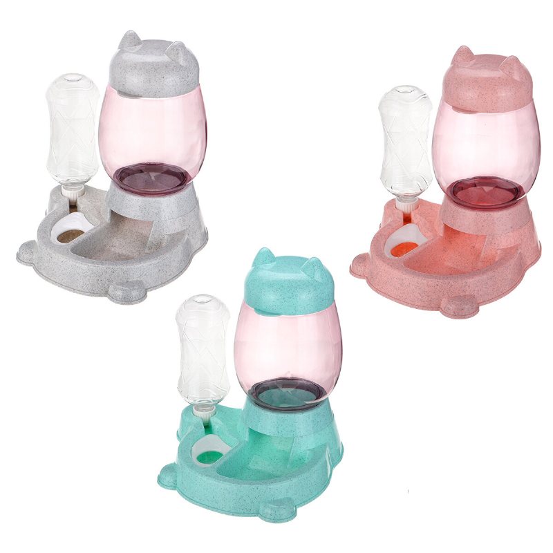 800ml+300ml Automatisk Sällskapsdjur Hund Katt Valp Dispenser 2 I 1 Mat Dryck Vatten Diskmatare