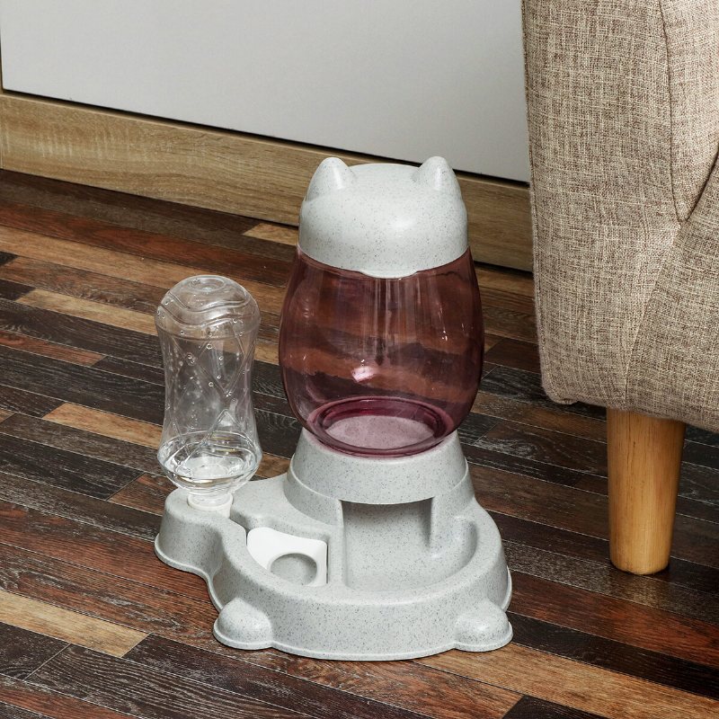800ml+300ml Automatisk Sällskapsdjur Hund Katt Valp Dispenser 2 I 1 Mat Dryck Vatten Diskmatare