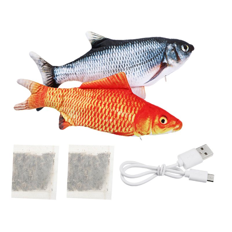 Charminer 2-pack Elektrisk Katt Fiskleksak Realistisk Rörlig Fisk Kattleksaksimulering Kattmynta Kickerleksaker Interaktiva Fiskkattleksaker För Inomhuskatter Som Biter