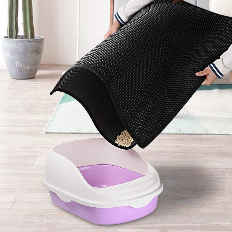 Honeycomb Kattsandsmatta Sträfångstmatta 24''*18" Tums Dubbelskiktsdesign Vattentät Urinsäker Fångstmatta För Kattlådor Stor Storlek Lätt Att Rengöra Spridningskontroll