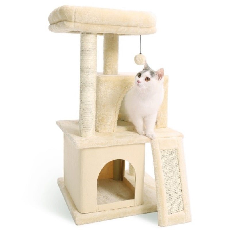 Kattträd Dubbelhus Plysch Abborre Skrapande Sisalstolpar Tower