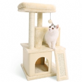 Kattträd Dubbelhus Plysch Abborre Skrapande Sisalstolpar Tower