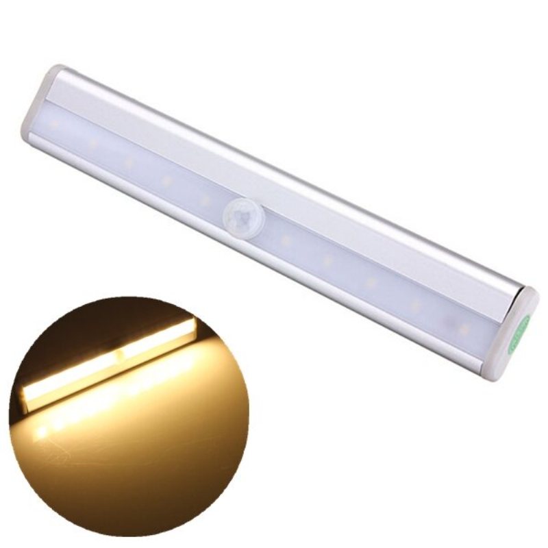 10 Led Pir Rörelsesensor Ljus För Skåp Garderob Bokhylla Trappa