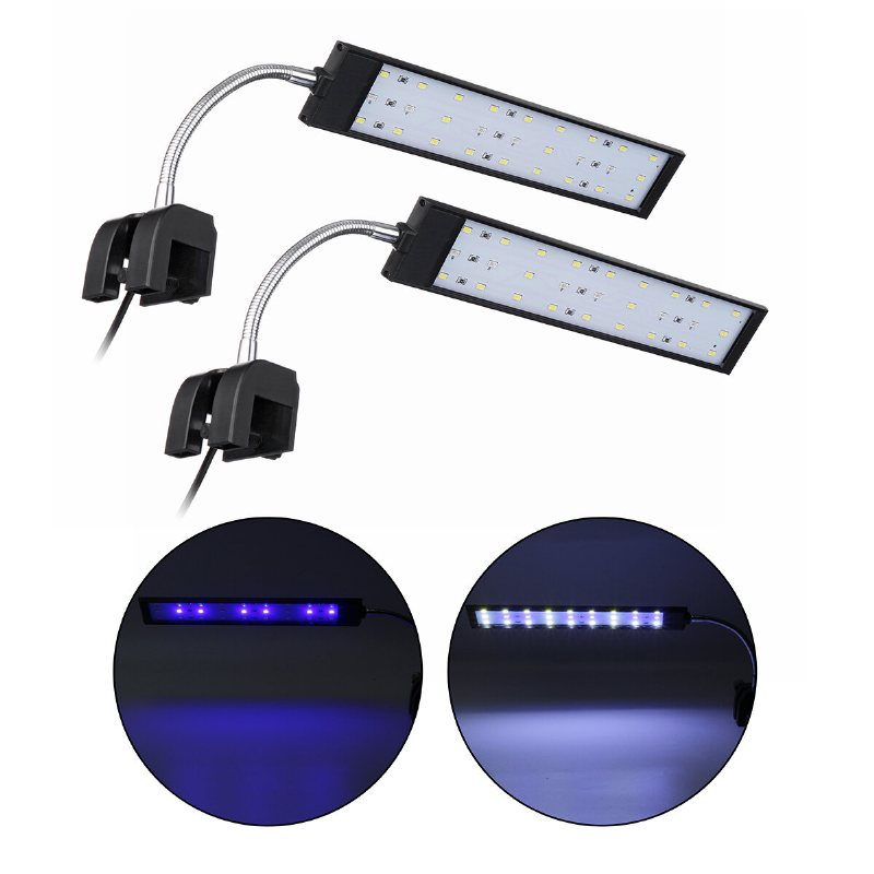 100-240v 10w Clip-on Led Aquarium Light Decoration Lighting Lampa Med Vita Och Blå Lysdioder Touch Control 2 Lägen
