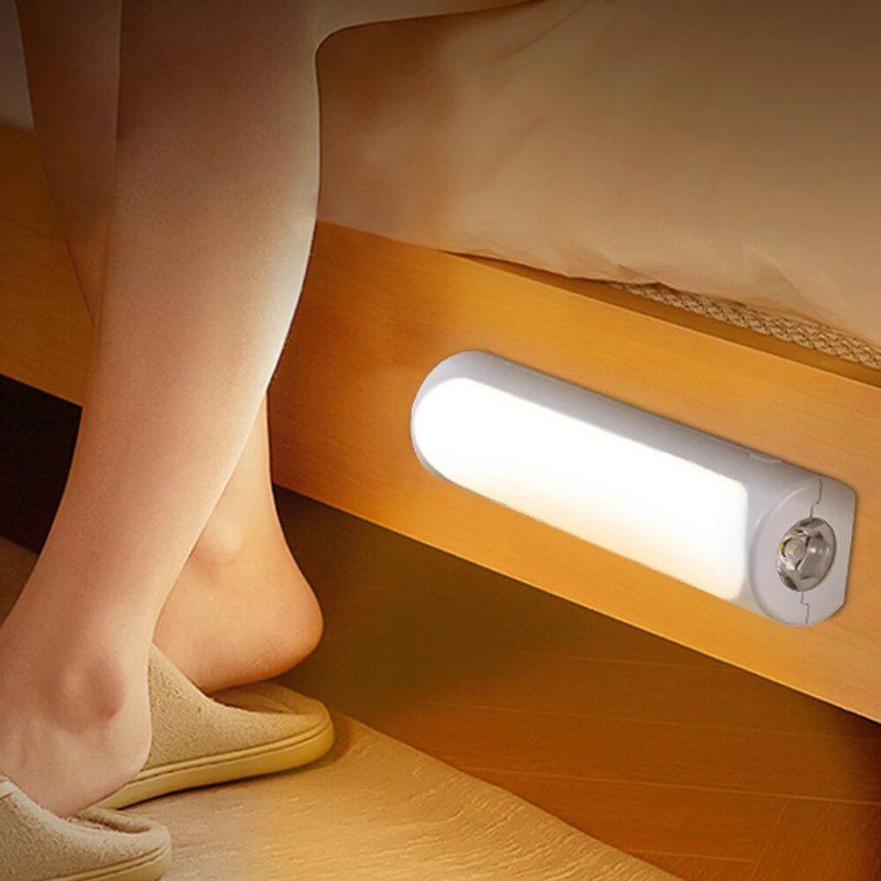 2 I 1 Led-nattlampa Ficklampa Usb-laddning Trådlös Garderob Skåpljus Rörelsesensor Automatisk Öppning Dimbar För Sovrumstrappa Rumsgångsbelysning