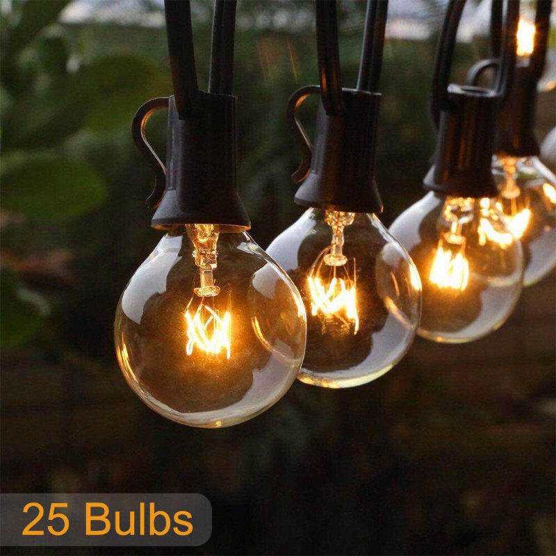 25ft Uteplats String Light Christmas G40 Globe Festoon Bulb Fairy Utomhusfest Trädgård Garland Dekorativa Bröllopsbelysning