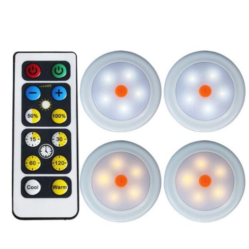 2st 4st Fjärrkontroll Led-skåp Garderobsbelysning Batterieffekt Vit/varmvit Dimbar Timing