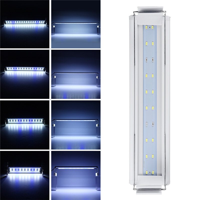 3/5/7/9w 220v Us-kontakt Fish Tank Lamp Led Energisnål Blå+vit Ljuslinjebrytare