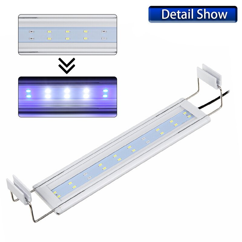 3/5/7/9w Fish Tank Light 220v Led Energibesparande Blått+vitt Ljus Linjebrytare
