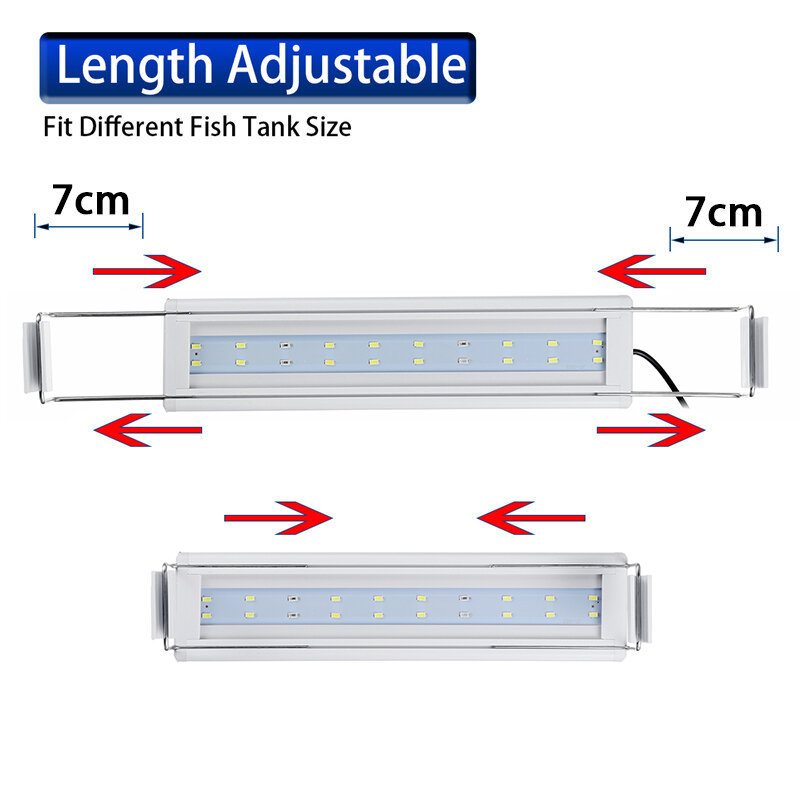 3/5/7/9w Fish Tank Light 220v Led Energibesparande Blått+vitt Ljus Linjebrytare
