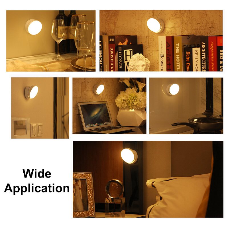 360 Graders Rotation Led-rörelsesensor Nattljus Usb-laddningsbar Lampa Med Magnetisk Bas För Trappor Sovrum Badrum Kök Hall Vitt/varmt Ljus